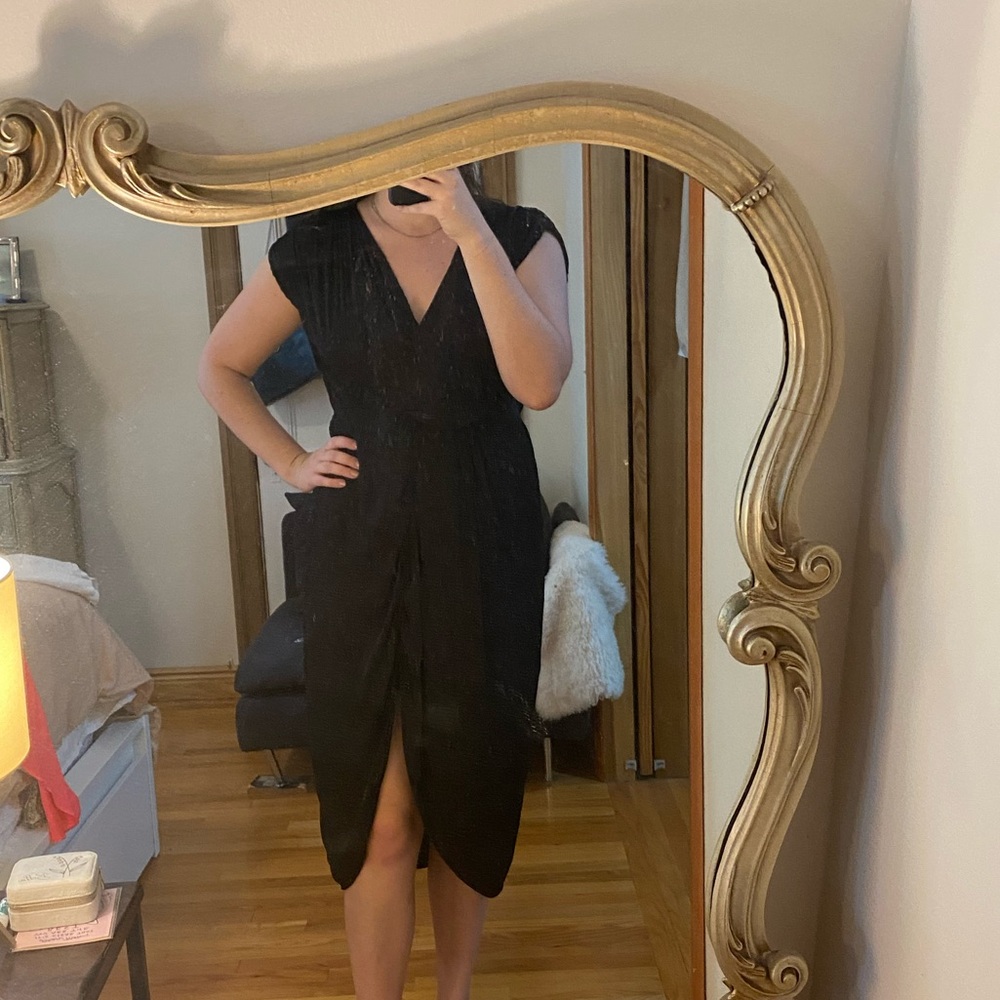 Oysho black midi dress with slit